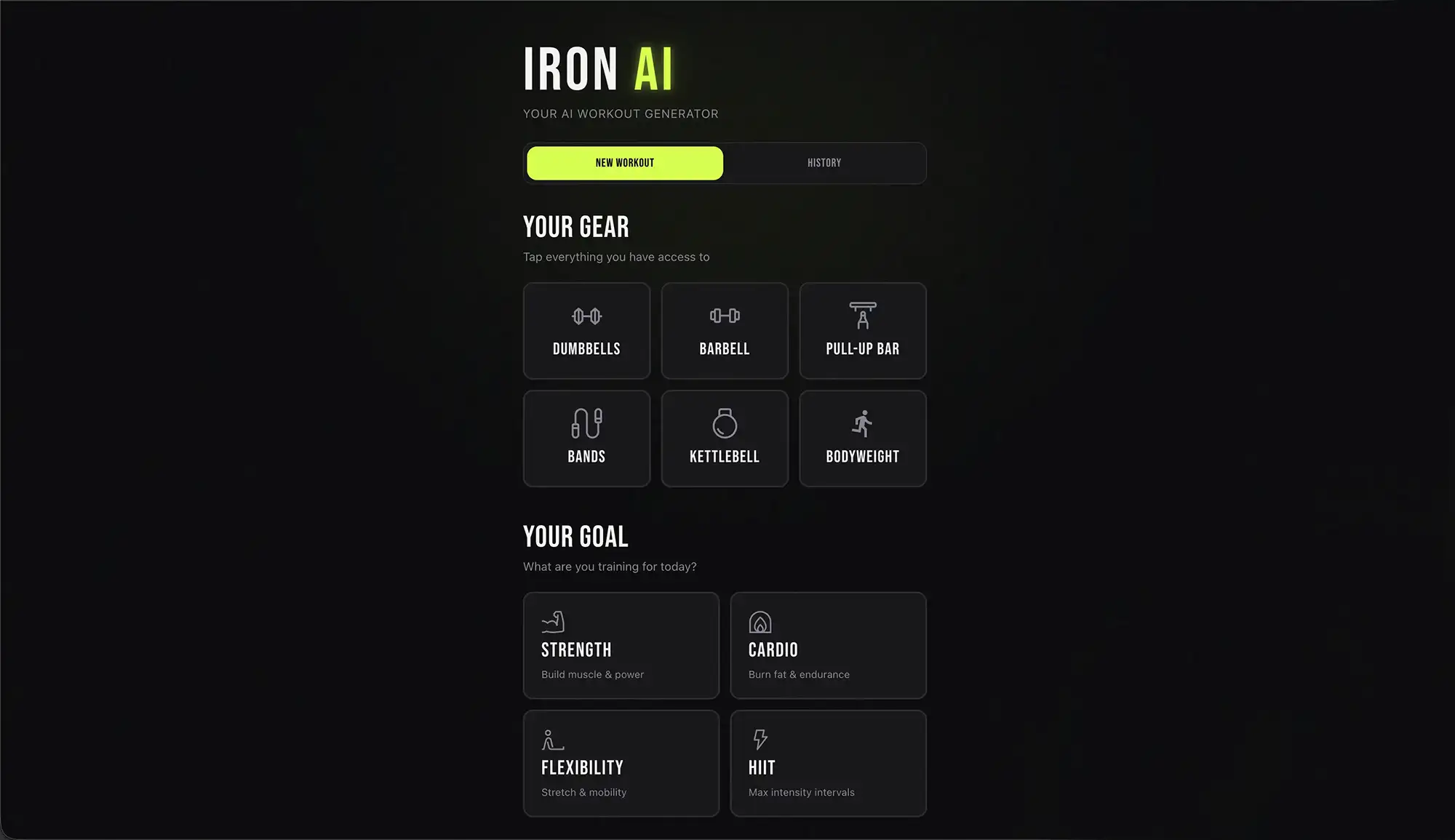 AI workout generator built with Macaly AI Builder